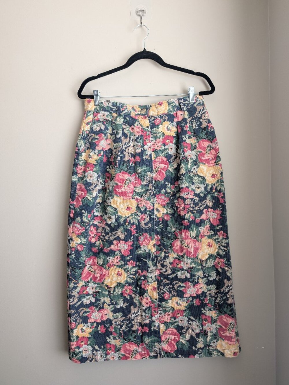 Vintage Floral Maxi Denim Skirt